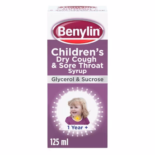 Benylin Children's Dry Cough & Sore Throat Syrup (Blackcurrant)
